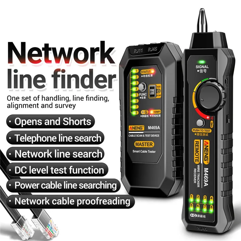 Aneng M469A M469A Cable Finder Di Rete Rj45 Rj11 Lan Cable Finder Tester Strumento Di Prova Anti-Interferenza Riparazione Della Rete