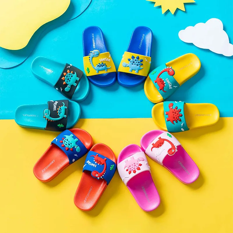 2020 New Cute Kids Pantofole Dinosaur Bambini Baby Home Pantofole Impermeabili Traspiranti Antiscivolo Ragazzi Ragazze Home Duck Shoes Carino