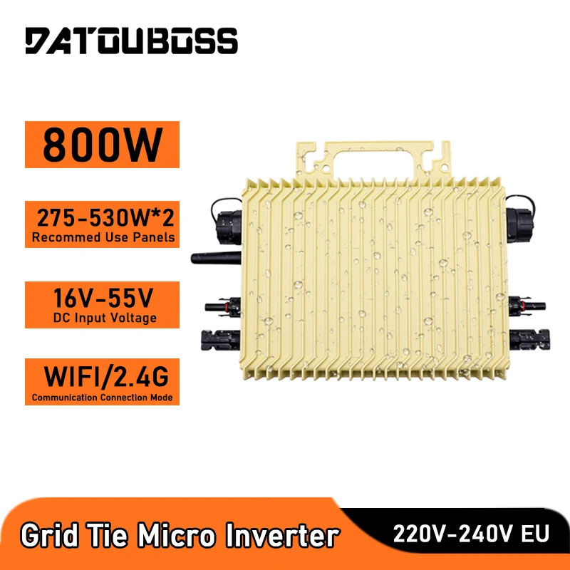 Datouboss 800W Micro Inverter Connesso Alla Rete Solare Mppt Dc 16-55V A Ac 220V Impermeabile Ip65 Con Monitor Wifi Spina Ue