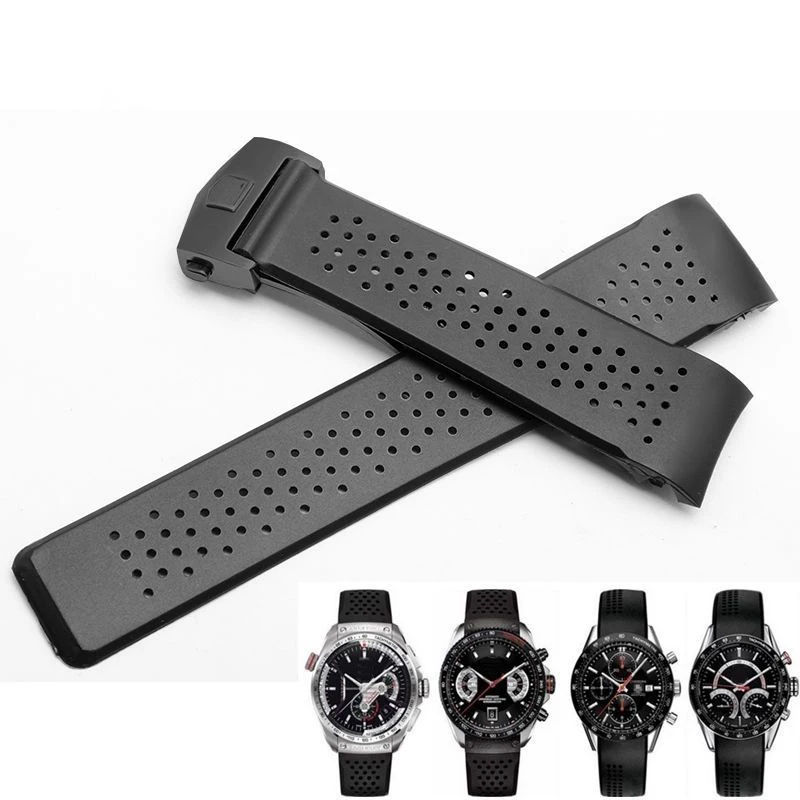 Cinturino In Gomma Naturale Per Tag Heuer Grand Carrera Wristband Cinturino Sportivo Impermeabile Bracciale In Silicone Morbido 22Mm 24Mm