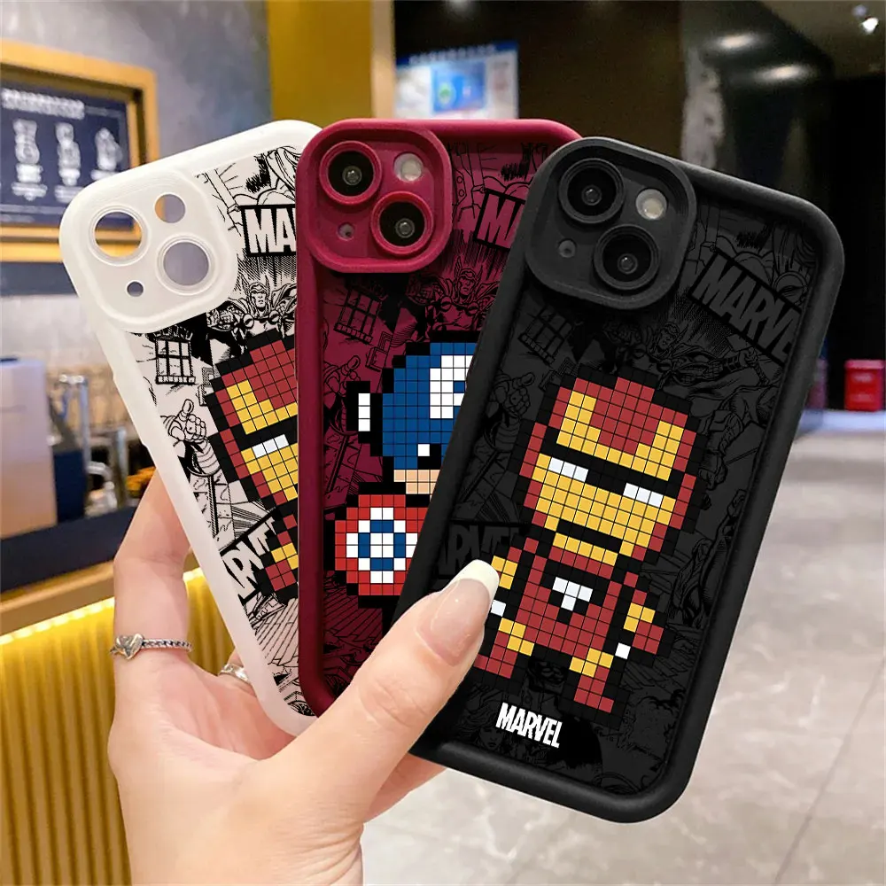 Marvel Iron Captain America Square Liquid Case Per Xiaomi Redmi A2 10C A1 9C 9A 12 10 10A 12C Soft Cover Print