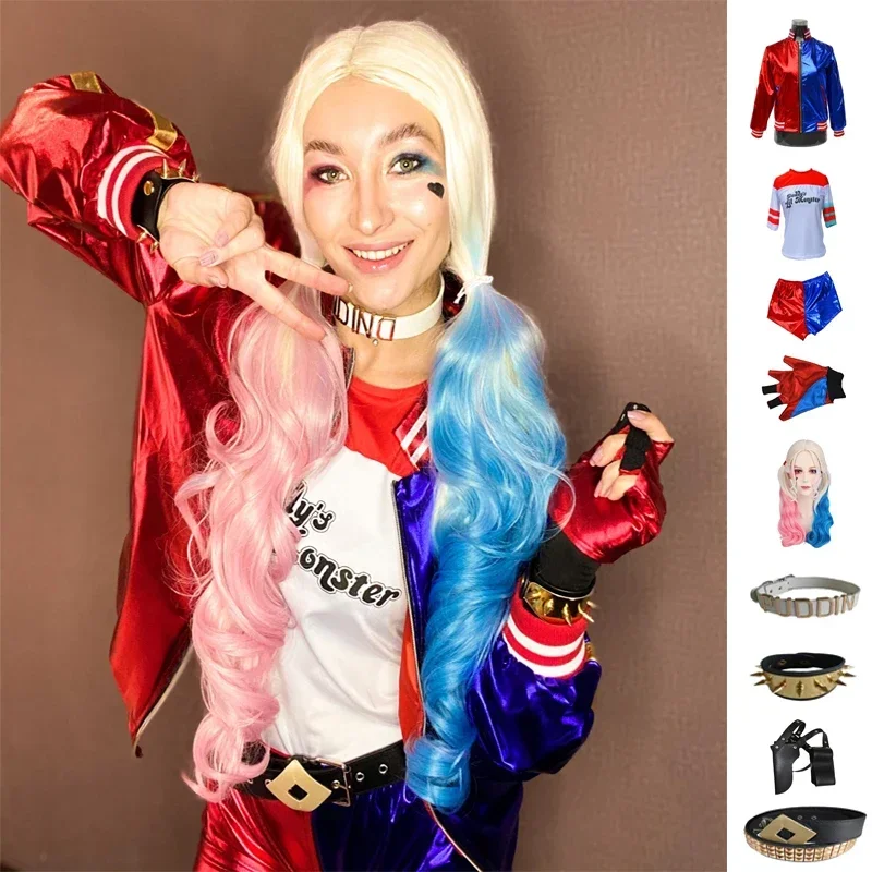 Kids Girls Harley Cosplay Costumes Squad Quinn Monster Jacket Pants Set Christmas Kids Girls New Year Party Clothes