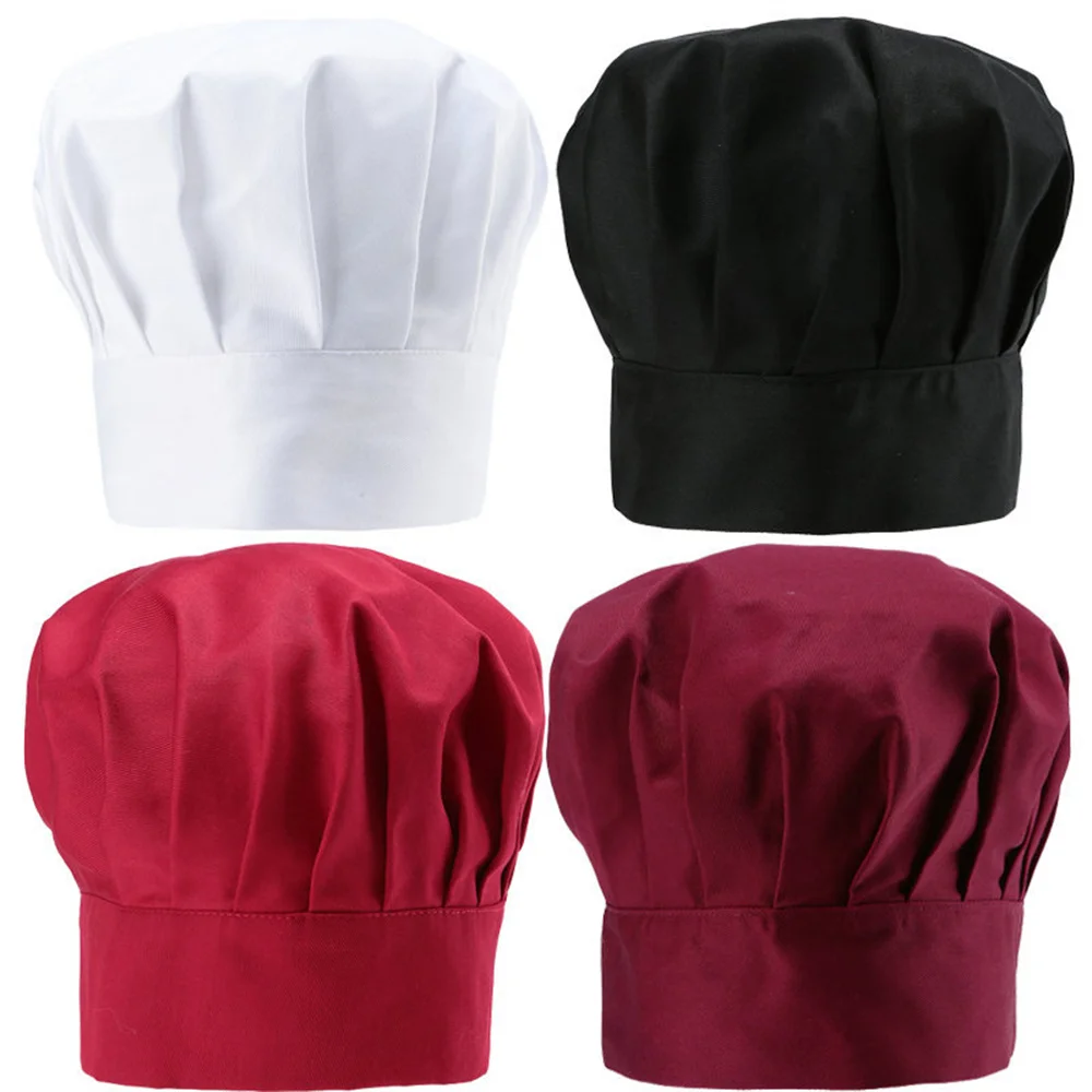 1Pc Chef Hat Baker Kitchen Cook Ristoranti Catering Berretto Elastico Uomo Donna Nero Rosso Plain Cooker Hat