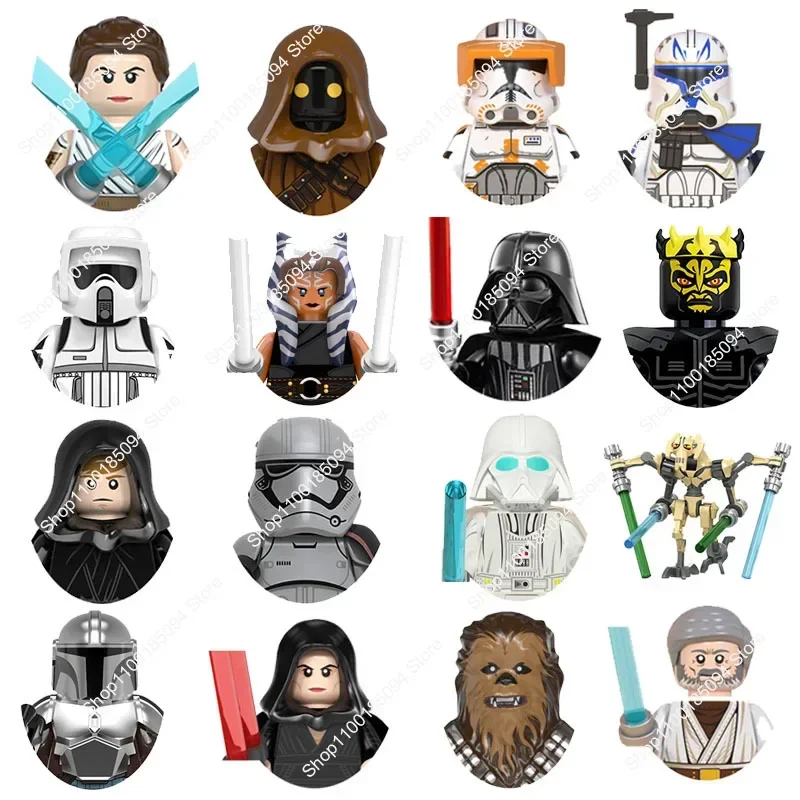 Hot Toys Star Wars Building Blocks Darth Vader Mandalorians Rex Kylo Ren Palpatine Bricks Ahsoka Mini Doll Figure Kid Toys Regali