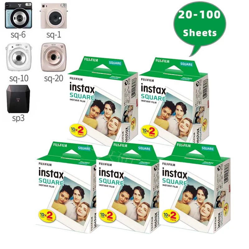 Fujifilm Instax Square Films White Edge Photo Paper Per Instax Sq10 Sq40 Sq20 Instant Camera Share Sp-3 Printer 10-100 Fogli