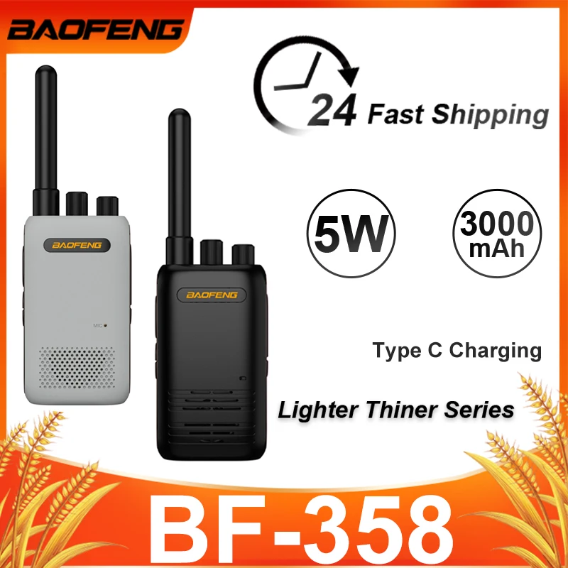 Baofeng Bf-358 Professionale Walkie Talkie Tipo C Smart Mini Radio Bidirezionale Uhf Potente Ricevitore Radio Bf-358 Ricetrasmettitore Portatile