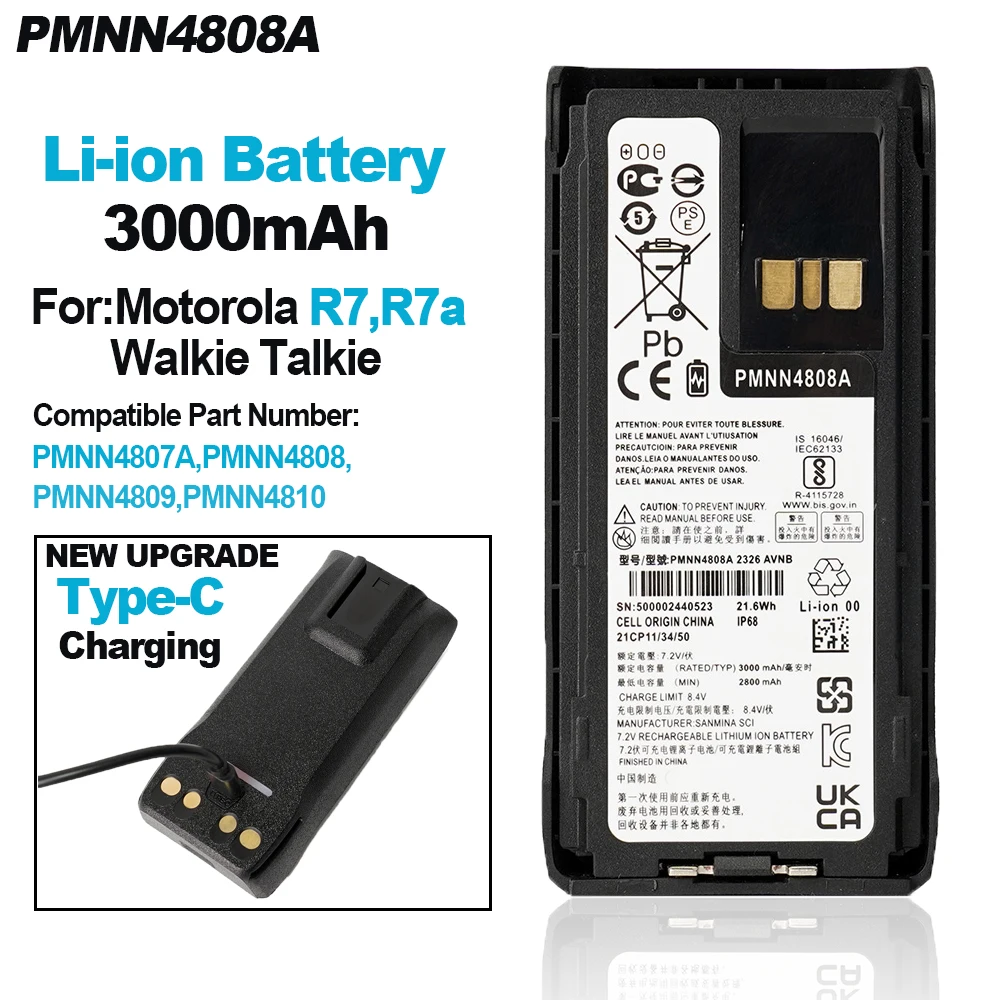 Batteria Agli Ioni Di Litio Per Walkie Talkie Muslimex Per Radio Bidirezionale Motorola R7 R7A Pmnn4807 Pmnn4808 Pmnn4809 Batteria Di Ricambio Pmn4810