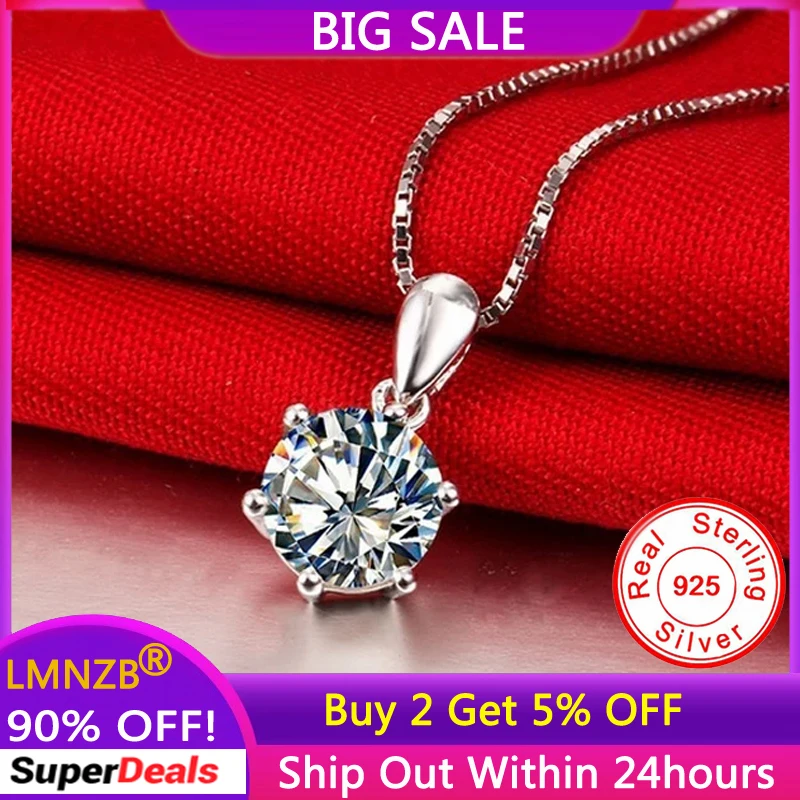 Con Le Istruzioni Collana In Argento 925 Rotonda 2 Carati Zirconia Diamante Ciondolo E Collana Donna Sposa Gioielli Da Sposa Regalo