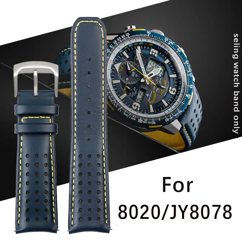 Cinturino In Vera Pelle Per Citizen La Prima E Seconda Generazione Del Cinturino Dell'Orologio Blue Angel Sky Eagle At8020 / Jy8078 22 23M