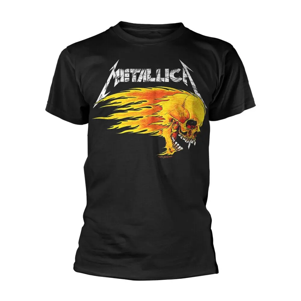T-Shirt Da Uomo Metallica Flaming Skull Tour '94 Medium Black