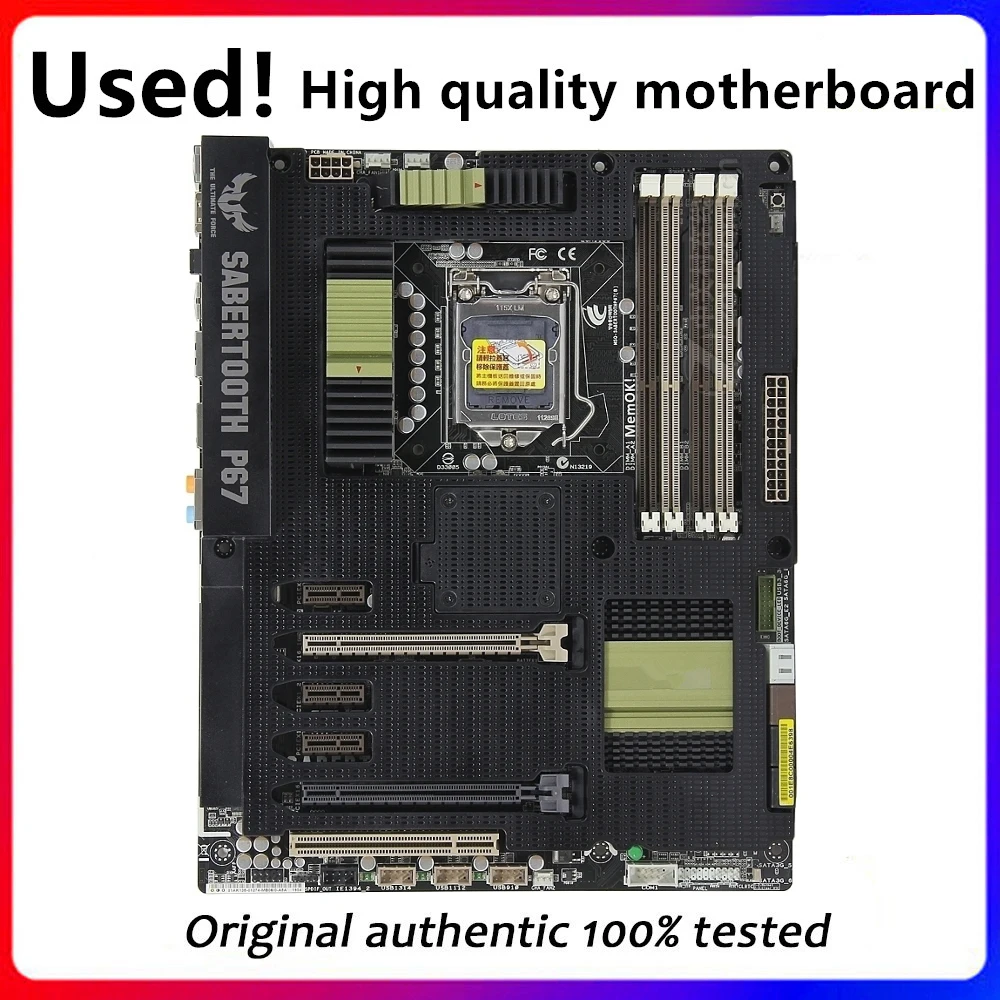 Per Asus Sabertooth P67 Scheda Madre Del Computer Lga 1155 Ddr3 Per Intel P67 P8P67 Scheda Madre Desktop Sata Ii Pci-E X16 Usata