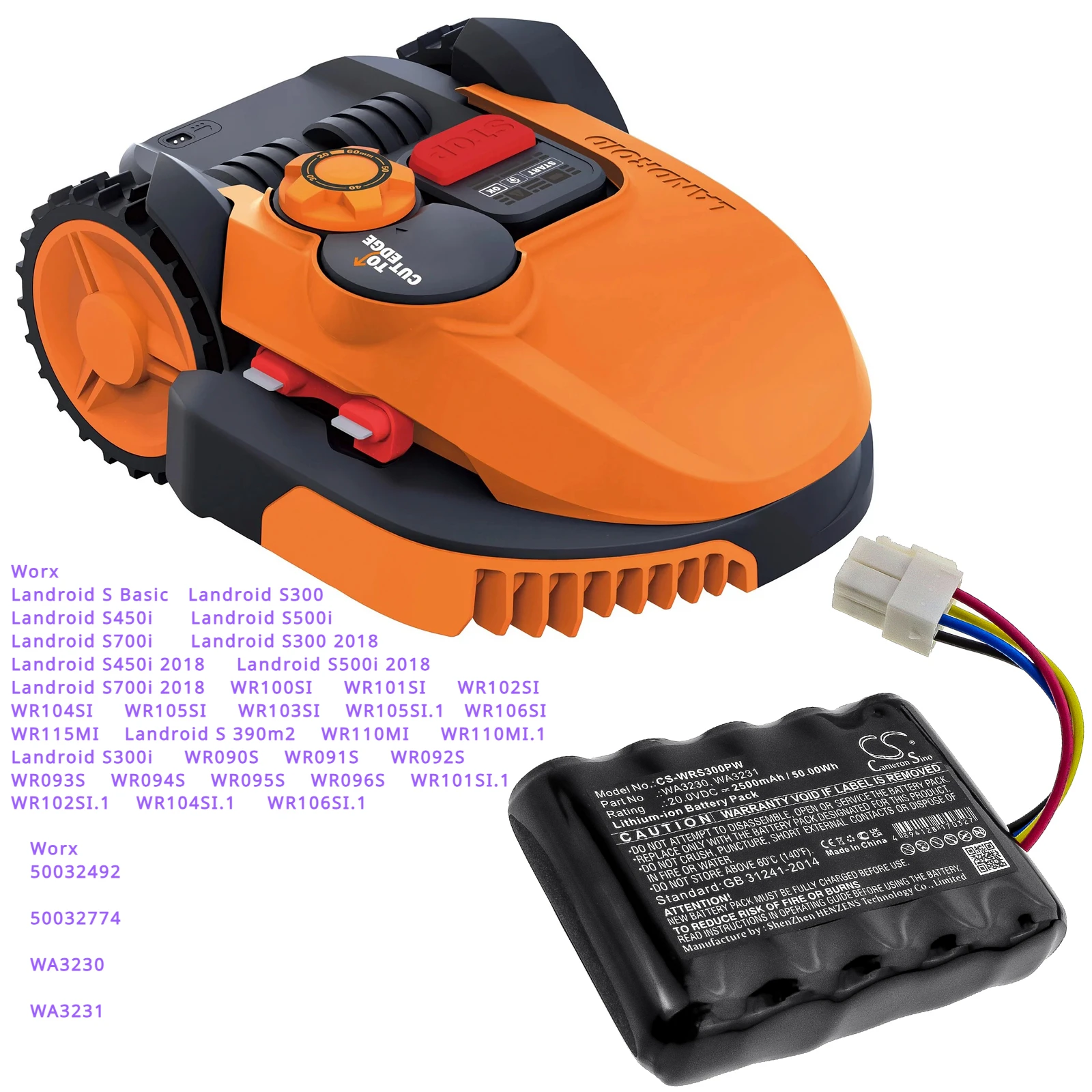 Batteria Di Ricambio Per Attrezzi Da Giardinaggio Da 2500Mah Per Worx Landroid S Basic,S300,S450I,S500I,S700I,S390M2,S300I,S300 2018 + Tool