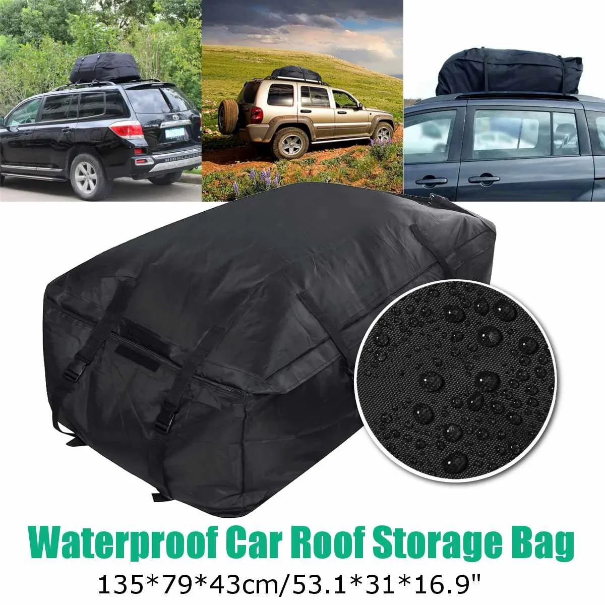 135X79X43Cm Borsa Da Tetto Per Auto Borsa Da Tetto Per Bagagliaio Suv Borsa Da Tetto Per Bagagli Da Tetto Impermeabile Borsa Da Viaggio Nera Per Ripor