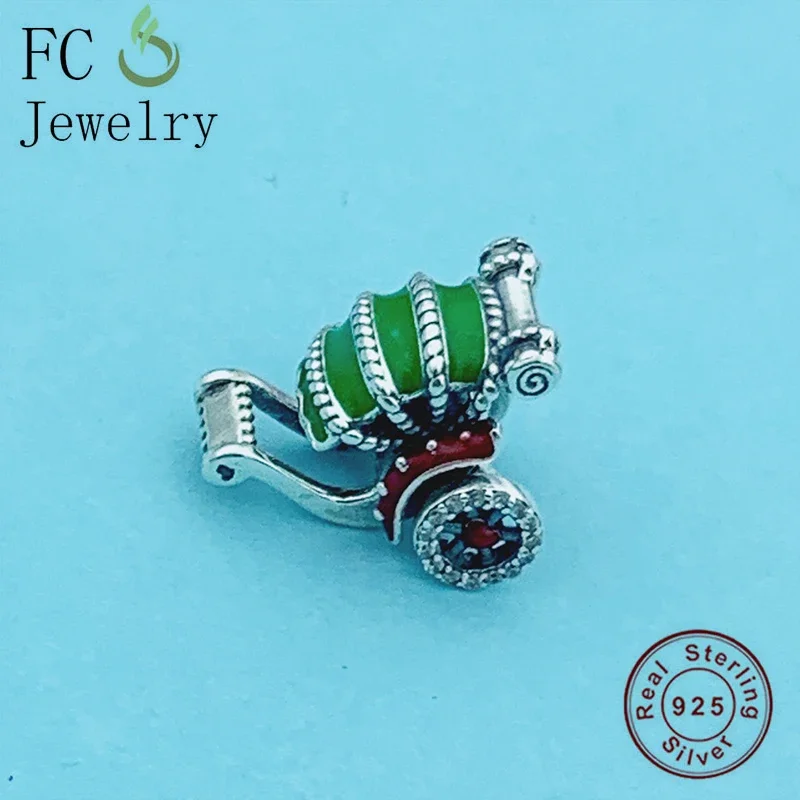 Fc Jewelry Fit Original Pan Charms Bracciale 100% 925 Argento Verde Smalto Carrozzina Troll Bead Per Fare Le Donne Berloque