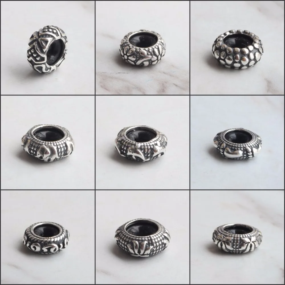 Beads Hunter 925 Sterling Silver Spacer Stopper Heart Dolphin Flower Footprint Bead Charm Fit European Troll 3.0Mm Bracciale Jewe