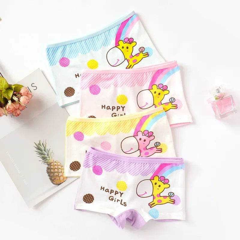 4 Pz/Lotto Mutandine Per Neonata Biancheria Intima Per Bambini In Cotone Mutande Carine Minne Girl Lace Teenage Cartoon Kids Panty Bambini Slip Corti