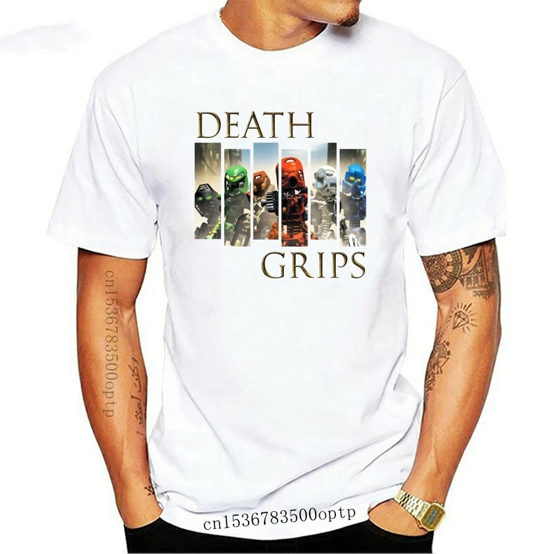 New Death Grip-Bionicle Toa Mata Kaus Putih Pria Kaus Kualitas Tinggi