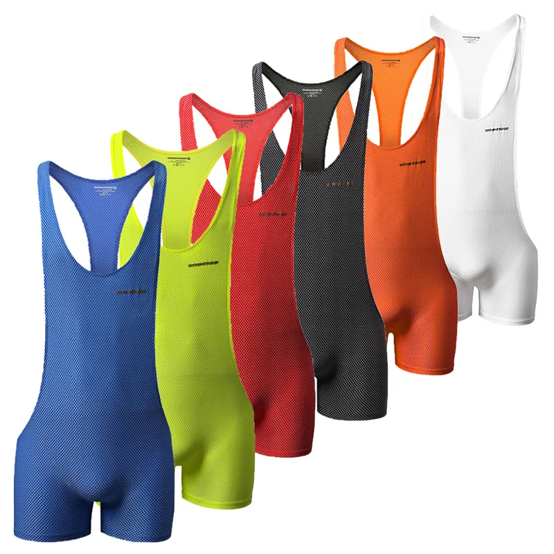 Body Da Uomo Intimo Sport Palestra Bodybuilding Tute Body Wrestling Canottiera Body Shorts Intimo Senza Cuciture