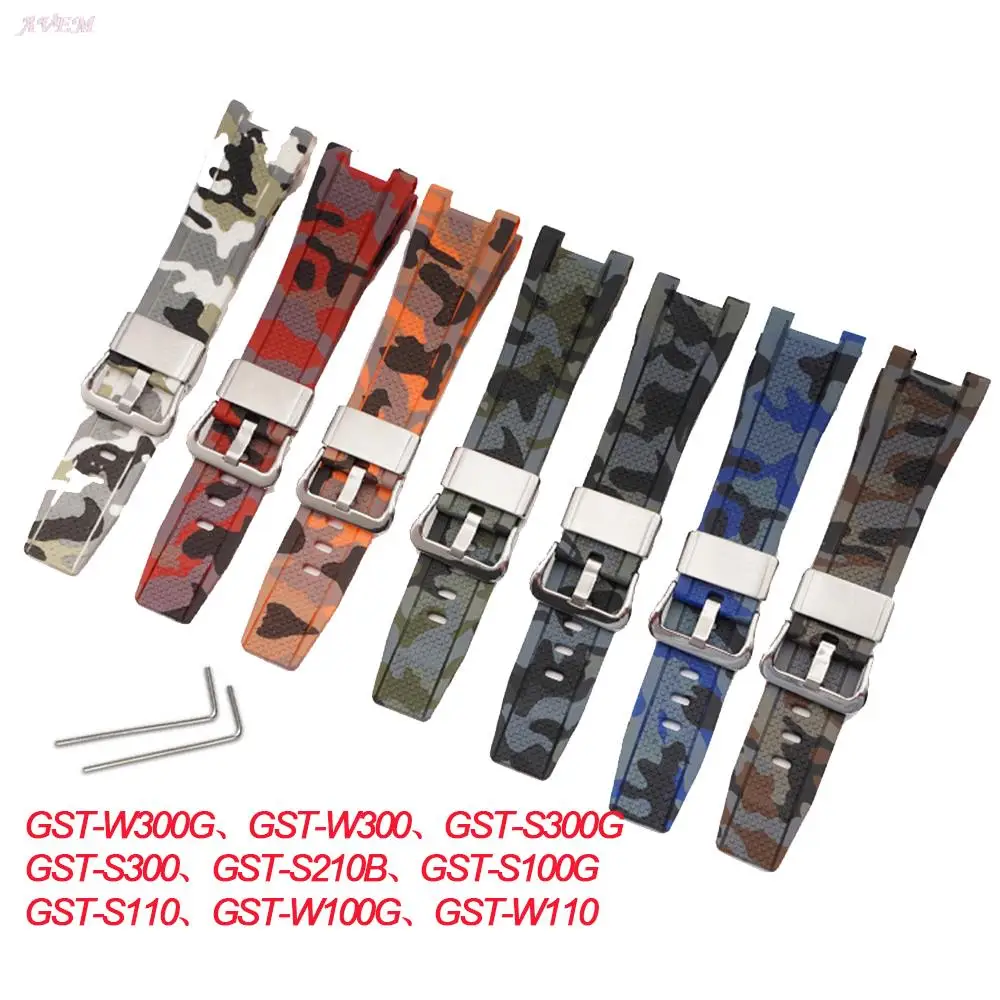 Cinghie In Gomma Per Casio G- Shock Gst-W300/Gst-S110/S100G/Gst-W110/W100G Bracciale Mimetico Accessori Per Cinturini Sportivi