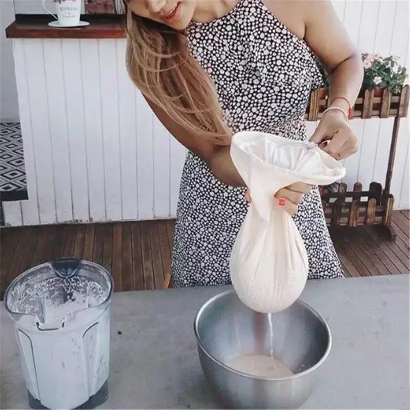 Cibo Riutilizzabile Nut Milk Tea Succo Di Frutta Caffè Vino Nylon Mesh Net Strain Herb Liquid Filter Bag Accessori Da Cucina