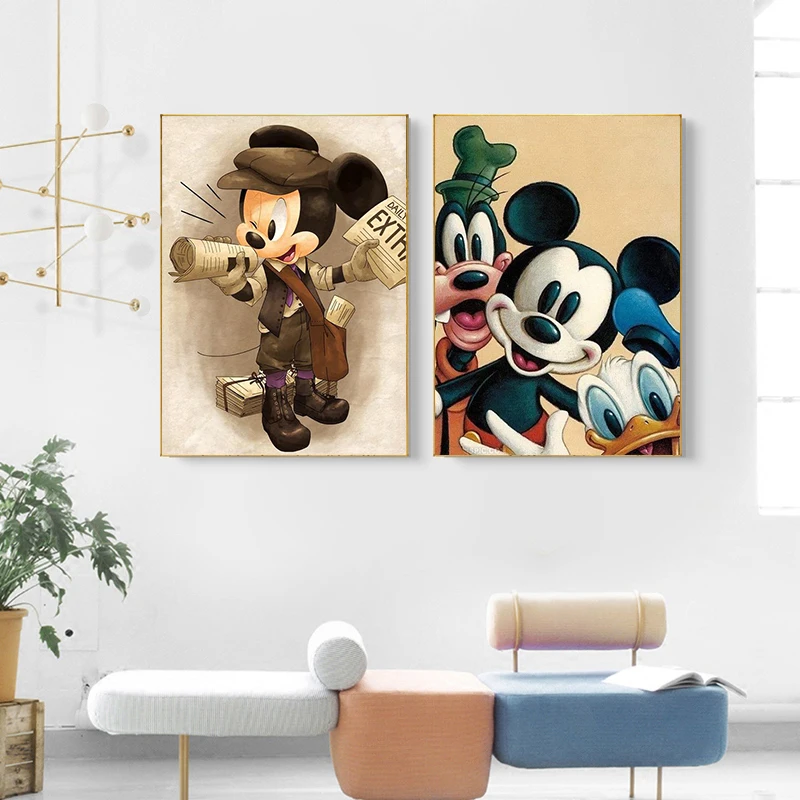 Disney Cartoon Mickey Mouse Donald Duck Canvas Painting Poster E Stampe Wall Art Pictures For Living Room Home Decor