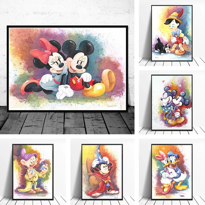 Disney Cartoon Mickey Mouse Donald Duck Canvas Painting Poster E Stampe Wall Art Pictures For Living Room Home Decor