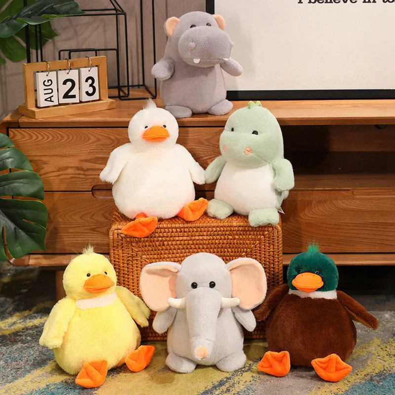 28Cm Cute Fat Hippo Dinosaur Peluche New Duck Animal Cuscino Imbottito Cuscino Del Divano Bel Regalo Di Compleanno Per Bambini