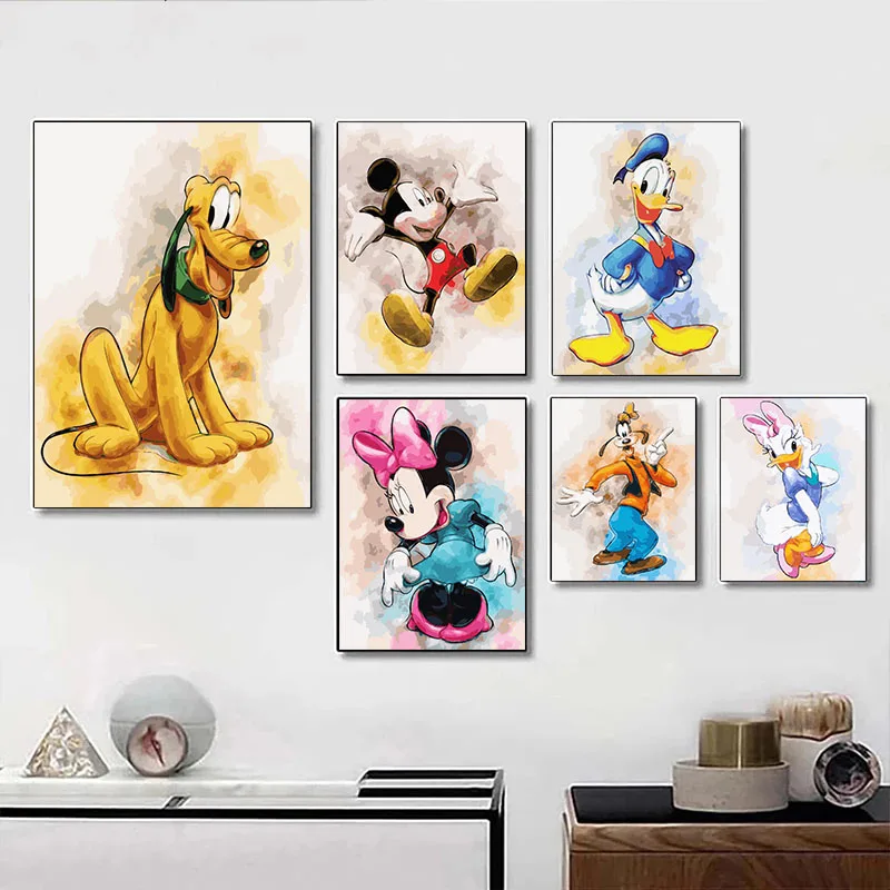 Disney Cartoon Anime Canvas Paintings Mickey Mouse Donald Duck Posters And Prints Wall Art Pictures For Living Home Decoration