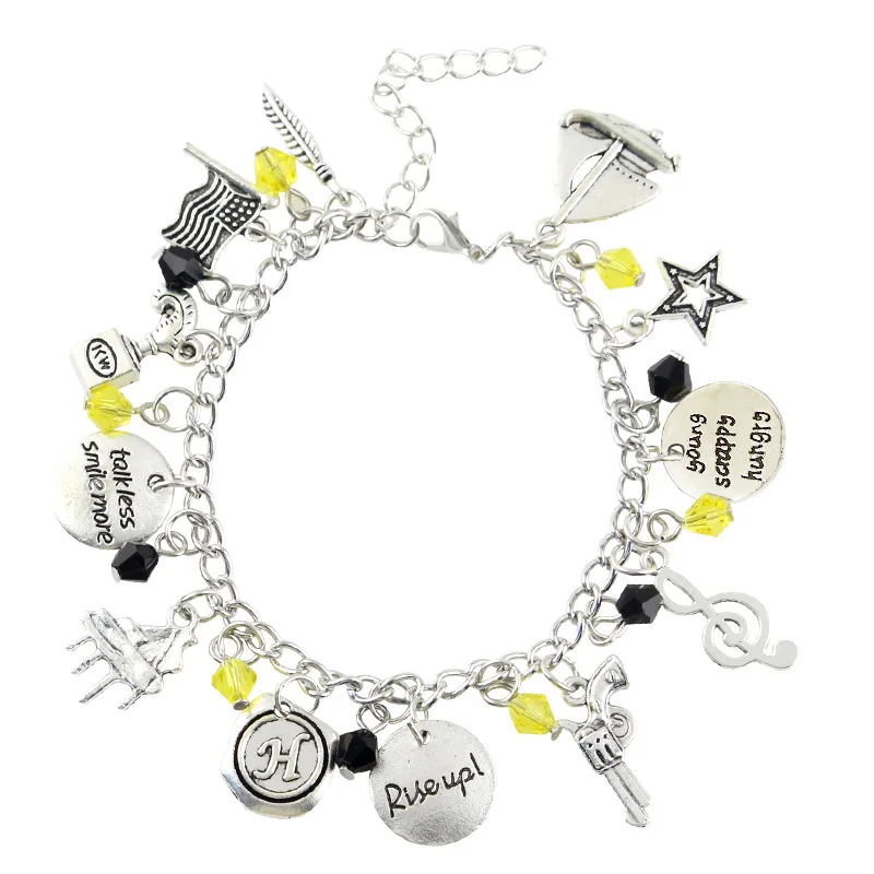 Musica Ha Milton Hamilton Broadway Musical "Rise Up" Star,Gun, Simbolo Musicale, Braccialetto A Foglia E Braccialetti Gioielli Da Polso Dropshipping