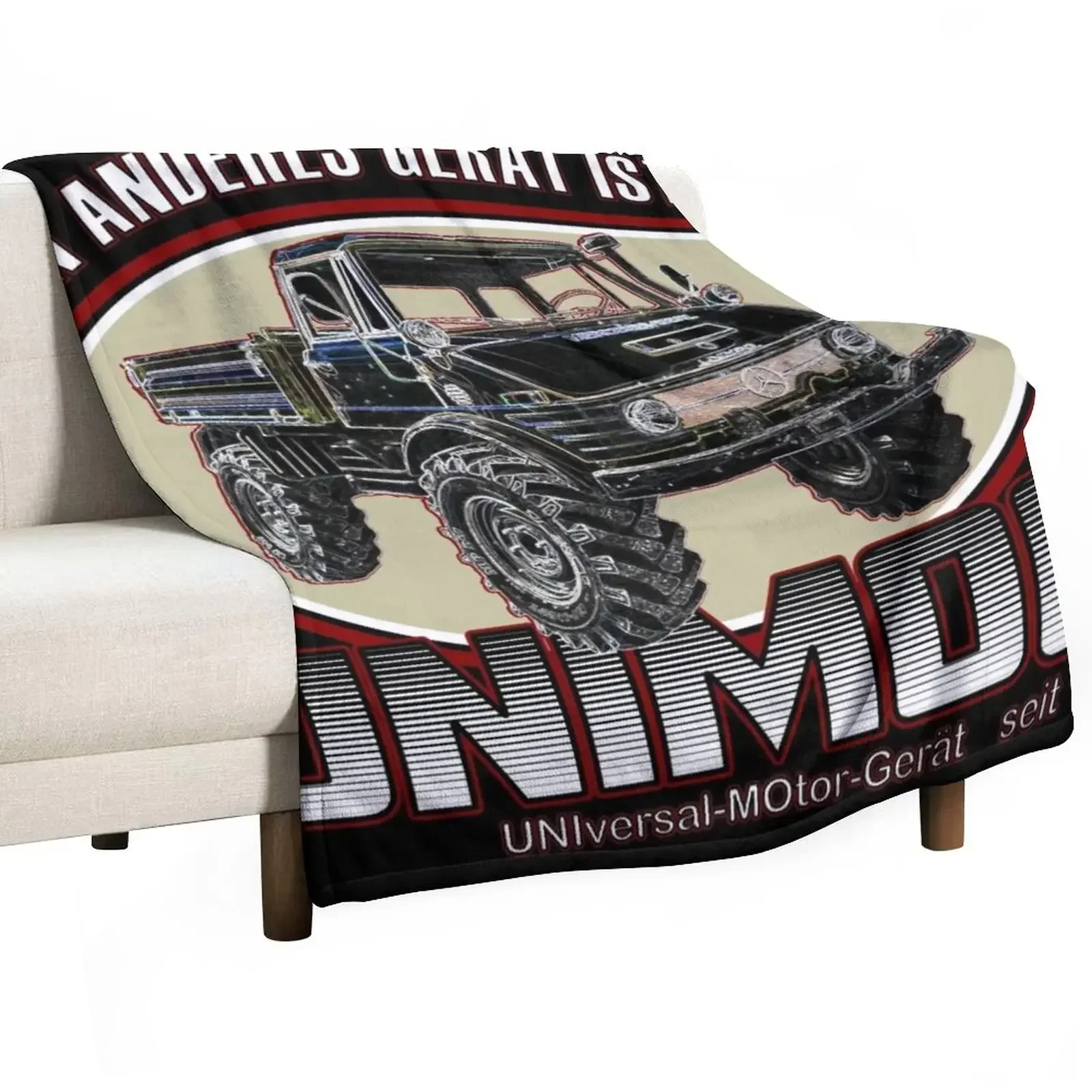 Mein Anderes Ger?T Ist Ein Unimog (La Mia Altra Auto È Una Unimog-Tedesca)-On Coperta Nera Per Pisolino Moda Divani Coperte