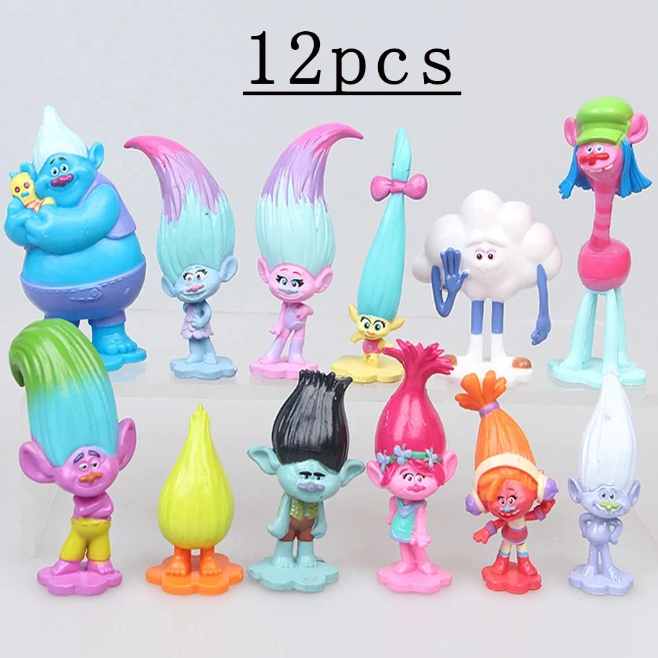3-6Cm 12 Pz/Set Trolls Branch Critter Skitter Figure Trolls Bambini Trolls Pvc Action Figure Toy Cartoon Character Regali Per Bambini