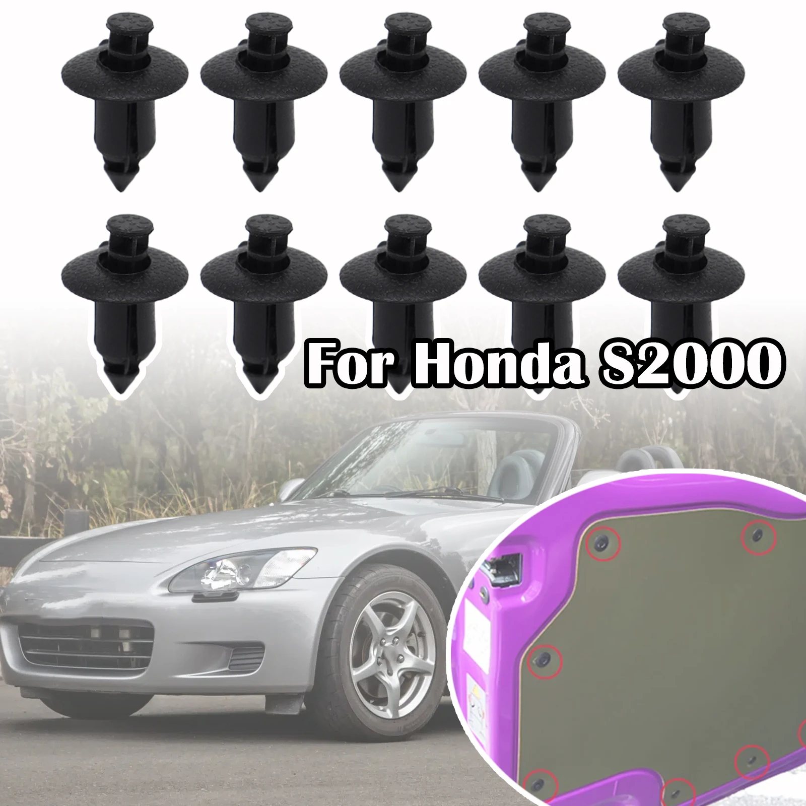Per Honda S2000 Ap1 Ap2 Car Anteriore Posteriore Boot Fodera Tappezzeria Engine Bay Shields Cowl Interior Trim Clips 1999 2000 2001 - 2011