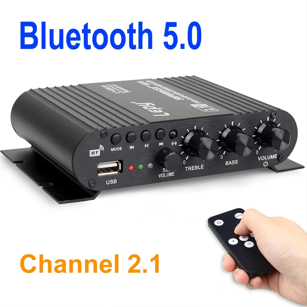 Amplificatore Audio Bluetooth Home Audio Hifi Amp 2.1 Canali Supporta Ingresso Bluetooth/Usb/Rca Lp-838 40W + 40W + 50W
