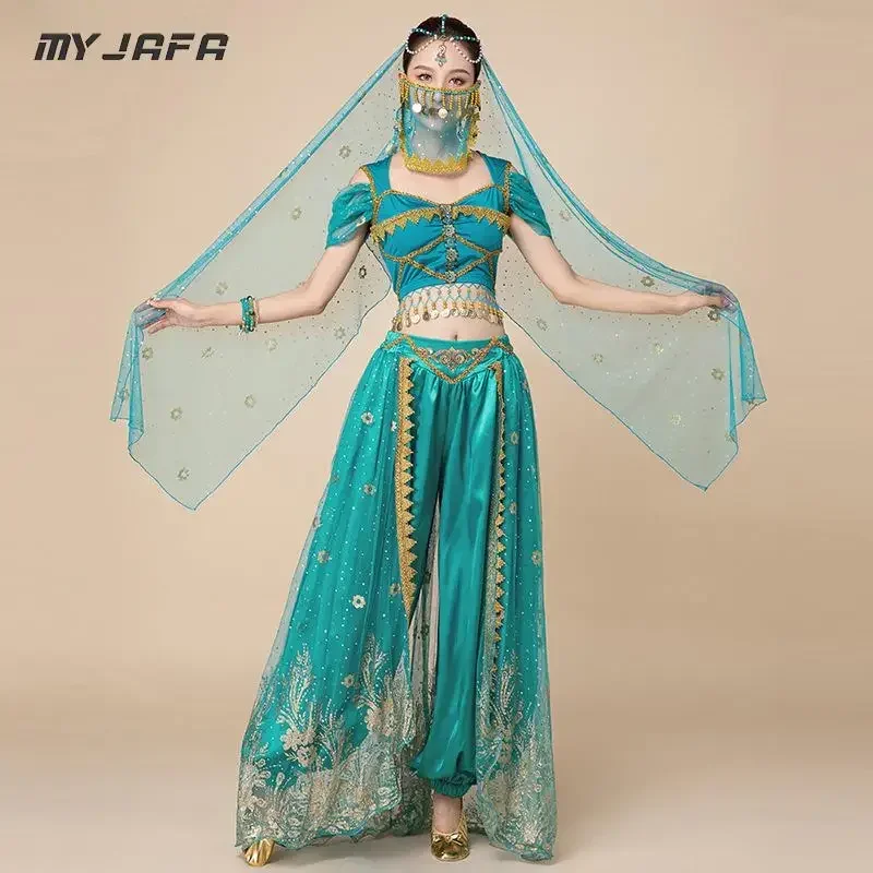 Indian Arabian Dance Courtly Style Ricama Princess Dress Bollywood Jasmine Cosplay Costume Donna Fancy Outfit Per Adulti