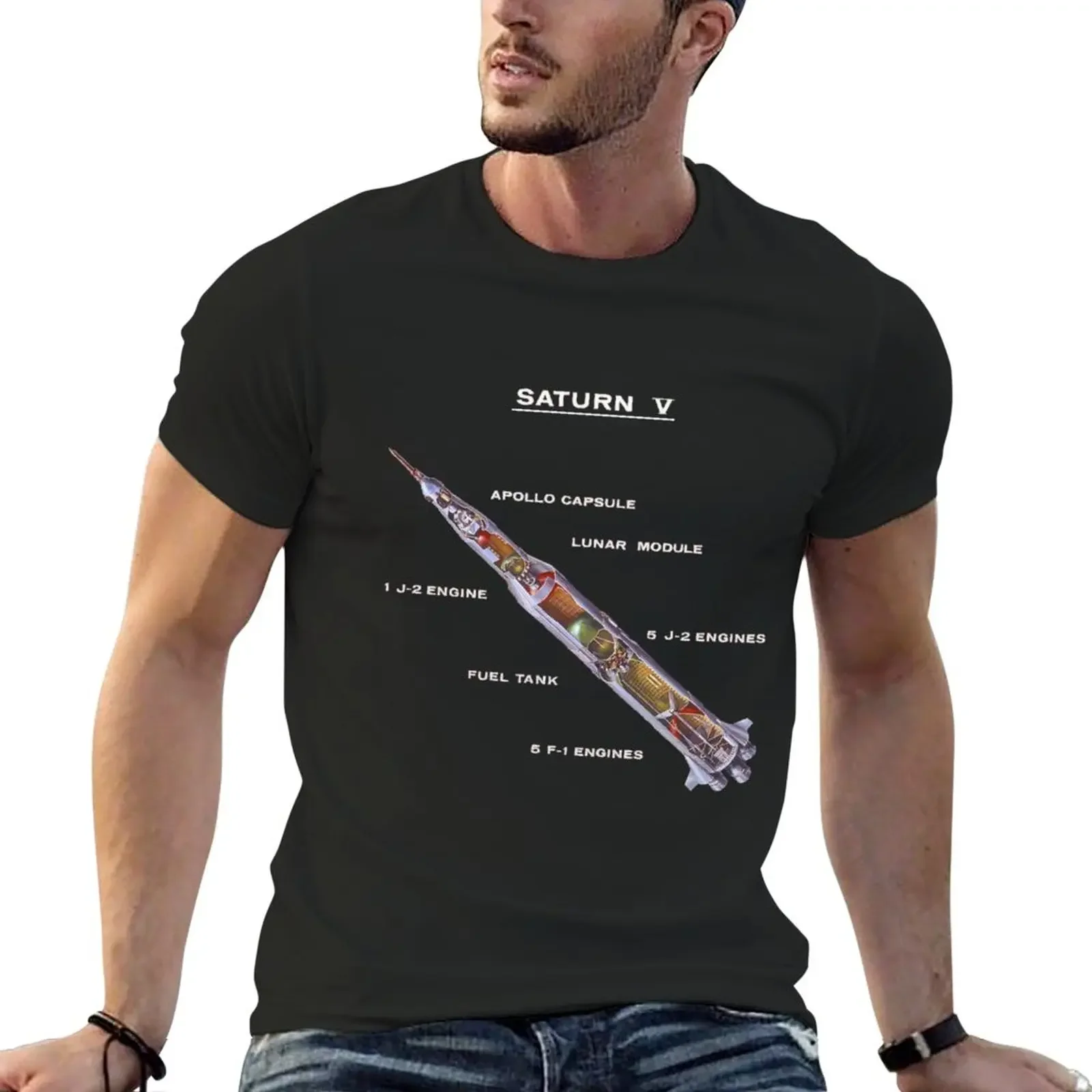 Saturn V Da Apollo Crewed Lunar Expedition No Background T-Shirt Verticale Plain New Edition Anime Clothes T Shirt Men