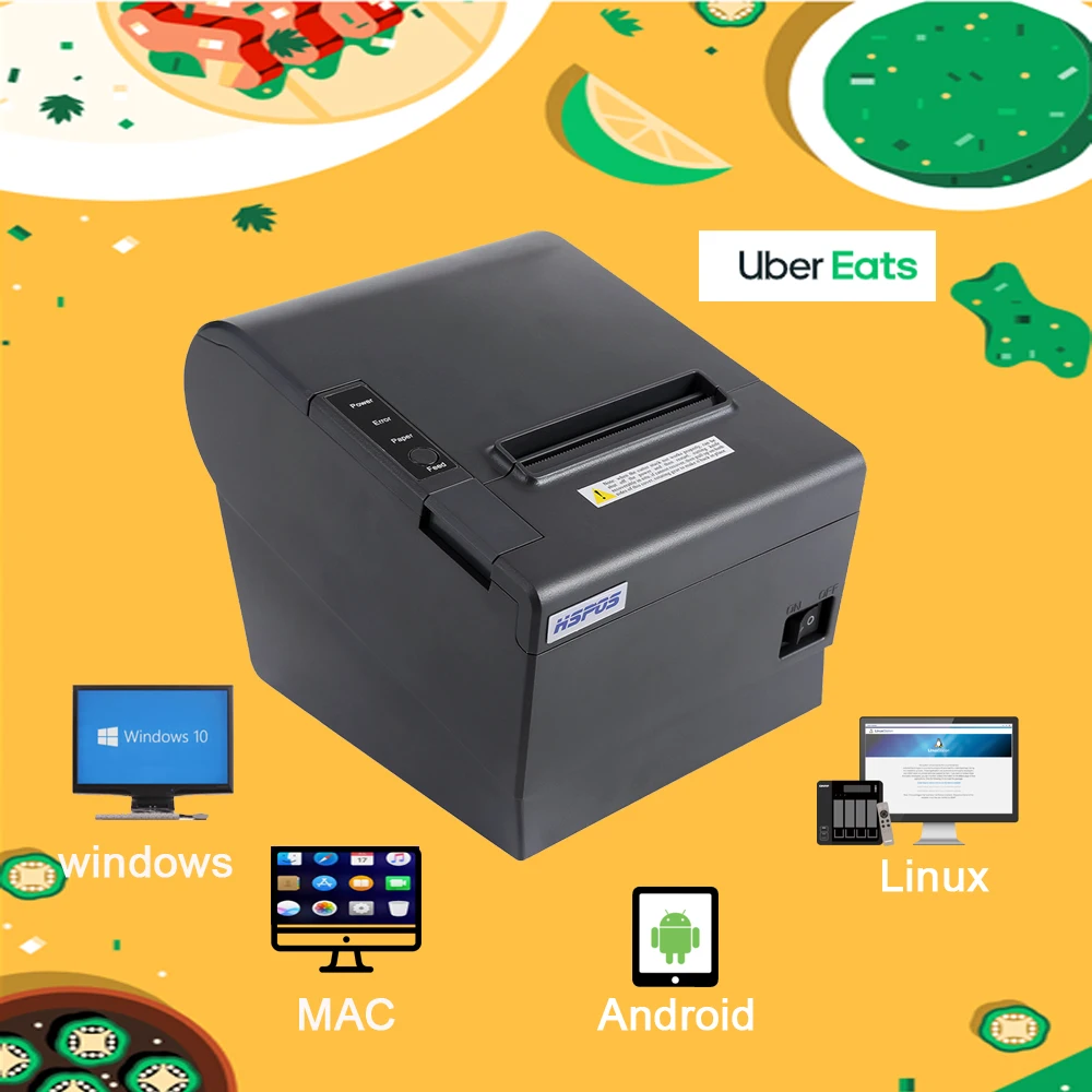 Stampante Hpos Uber Stampante Blue Tooth 3 Pollici Per Uber Doordash Skip Esc/Pos Stampante Per Ricevute
