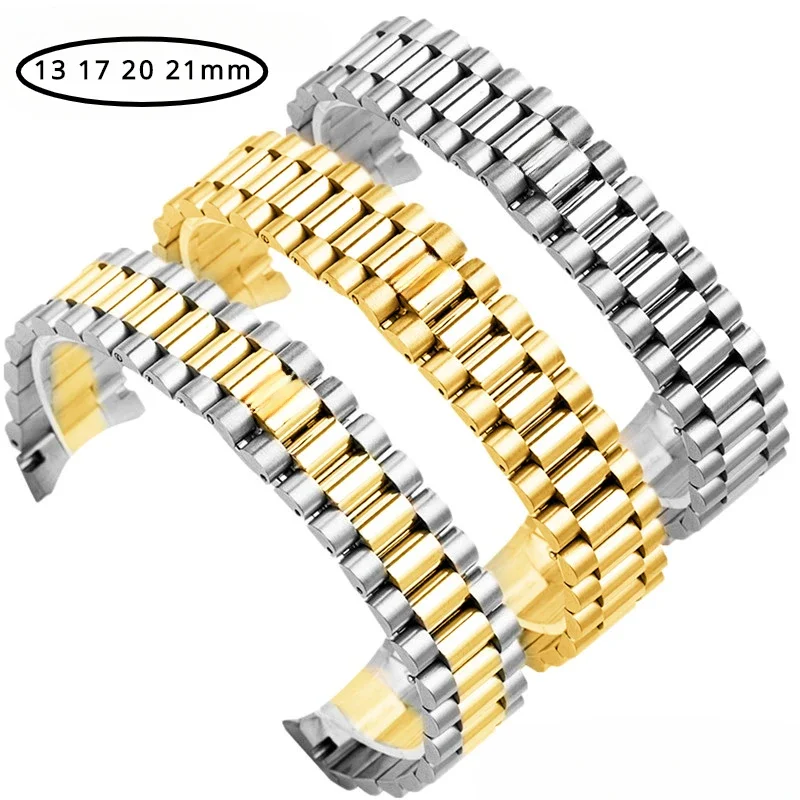 13 17 18 19 20 21Mm Accessori Per Orologi Bracciale In Acciaio 316L Per Rolex Oyster Date Just Strap Men Cinturino In Argento Fibbia Sicura