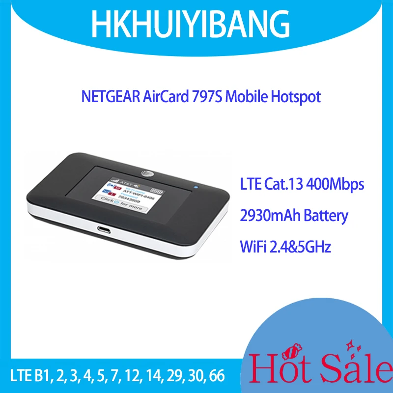 Sbloccato Netgear Aircard Ac797S 4G Lte 400Mbps Cat13 Hotspot Mobile Con Slot Per Sim Card 2.4/5Ghz Dual-Band 4G Pocket Wifi Router