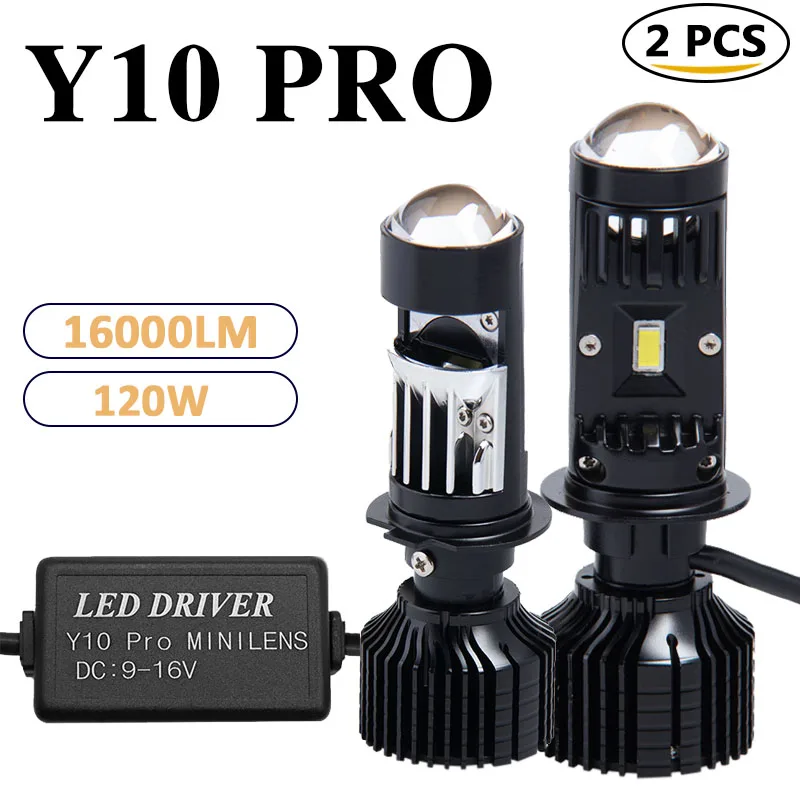 Y10 Pro Car Headlight Mini Lens H4 H7 Mini Led Projector Turbo Fan Bulb Canbus Auto Motorcycles Faro Hi/Lo Beam Fendinebbia