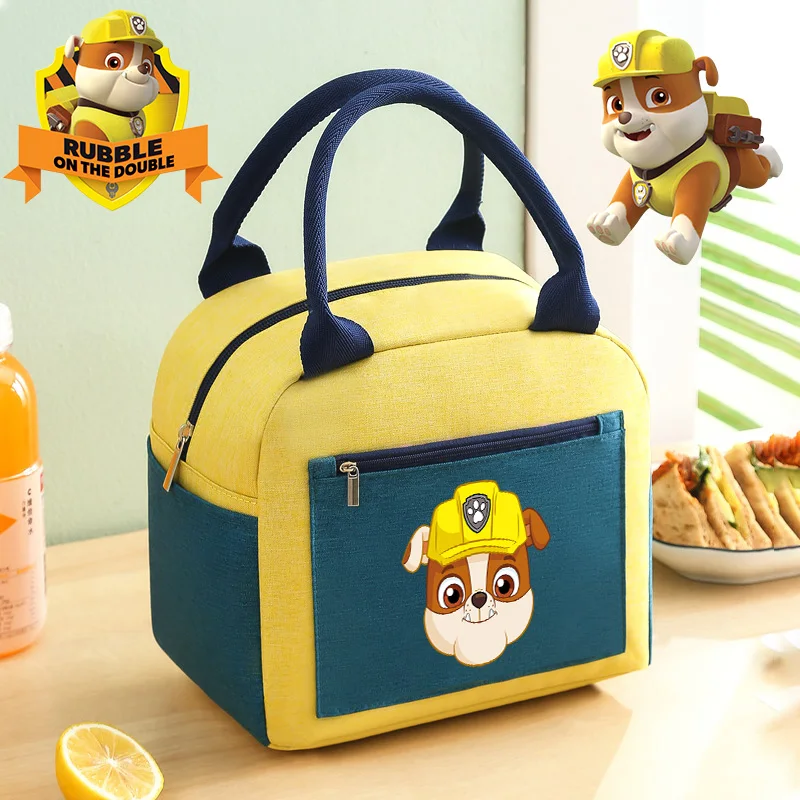 Paw Ronds Lunch Bag Yellow Ruffles Print Picnic Portatile Bento Pack Ragazzi Cartoon Student Food Meal Handbag Regali Di Compleanno