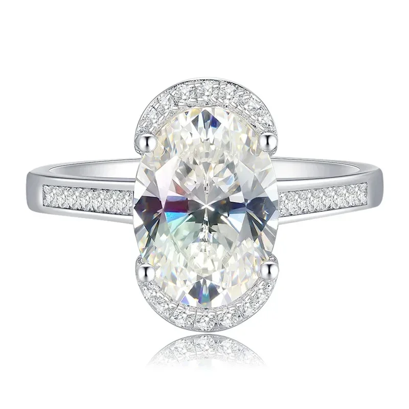 2023 Nuovo Anello In Argento S925 8*11 Bianco G Colore Diamante Ad Alto Tenore Di Carbonio Europeo E Americano