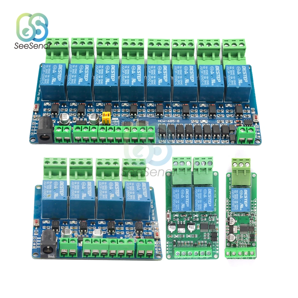 Modbus-Rtu 1/2/4/8 Canale Accoppiatore Ottico Isolamento Modulo Relè 12V Interruttore Uscita Relè Modbus Rtu Comunicazione Rs485/Ttl