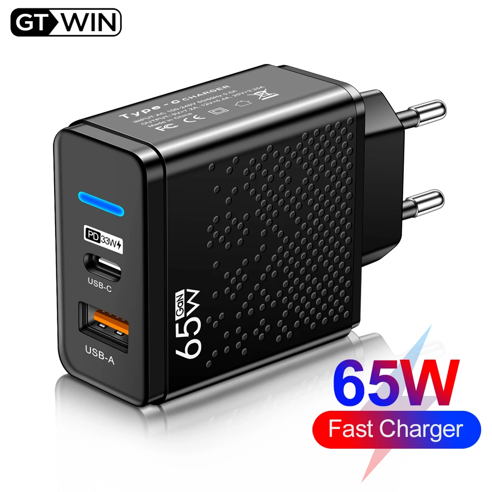 65W Gan Charger Usb Tipo C Charger Quick Charge 3.0 Pd Usb-C Caricatore Per Cellulare Adattatore Per Iphone Huawei Xiaomi Mi 12 Samsung