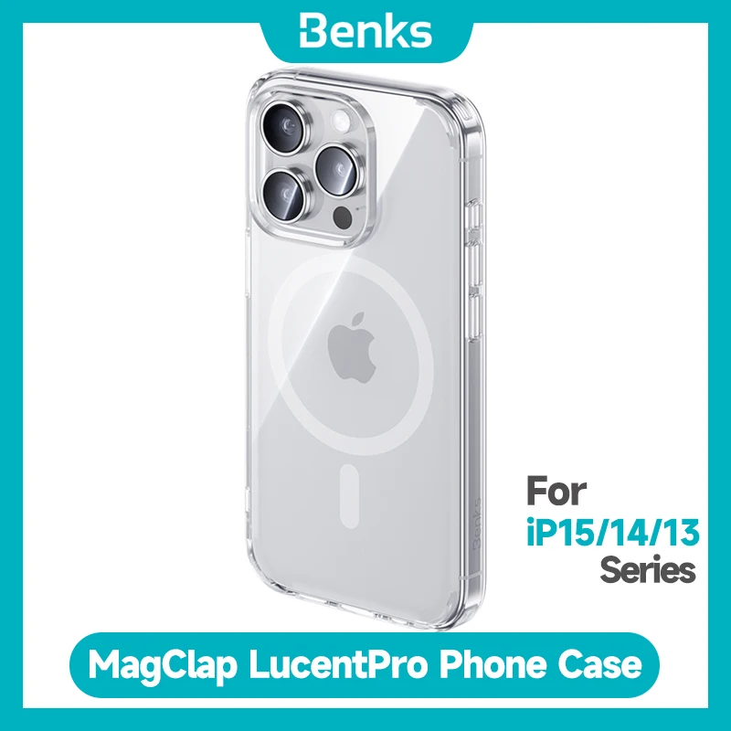 Benks New Magclap Lucent Pro Custodia Per Telefono Per Iphone 15 Promax Apple 14Pro 13Promax Custodia Protettiva Magnetica Trasparente Anti-Goccia