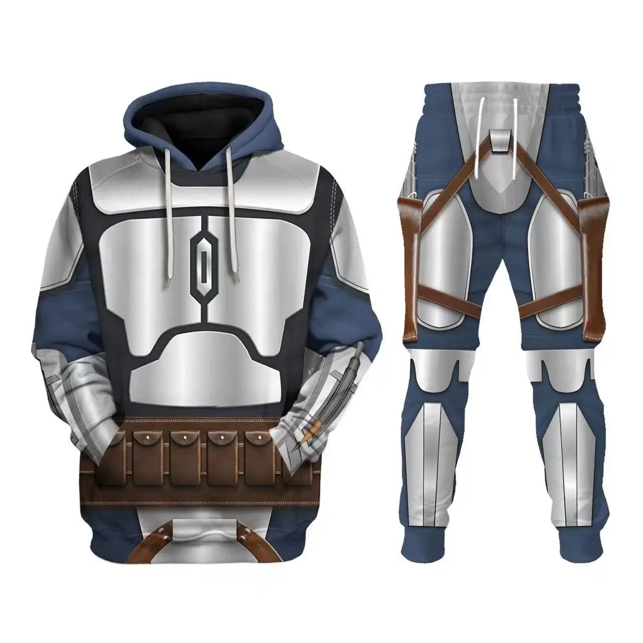 Star Alien Soldiers Costume Cosplay The Mandalorian Felpe Con Cappuccio 3D Print Jacket Uomo Donna Cappotto Adulto Topshalloween Party Costume Set