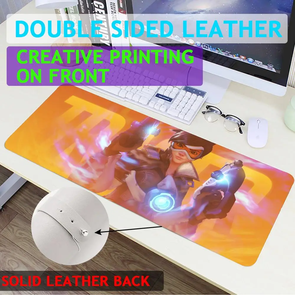 O-Overwatch-H Mouse Pad Large Computer Mouse Pad Gaming Mouse Pad Waterproof Pu Leather Mouse Pad