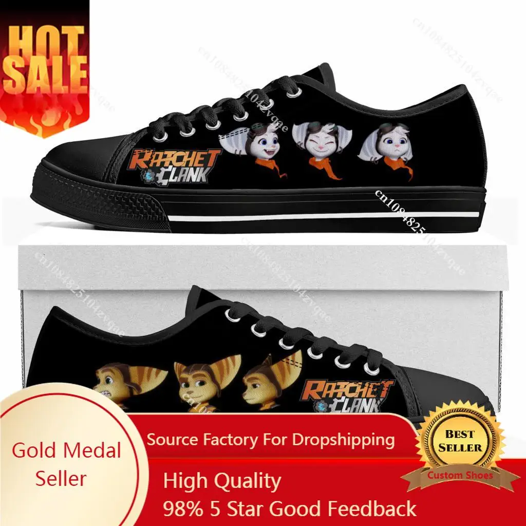 Ratchet & Clank Rift Apart Low Top Sneakers Hot Cartoon Game Womens Mens Scarpe Di Alta Qualità Casual Sneaker Su Tela Su Misura