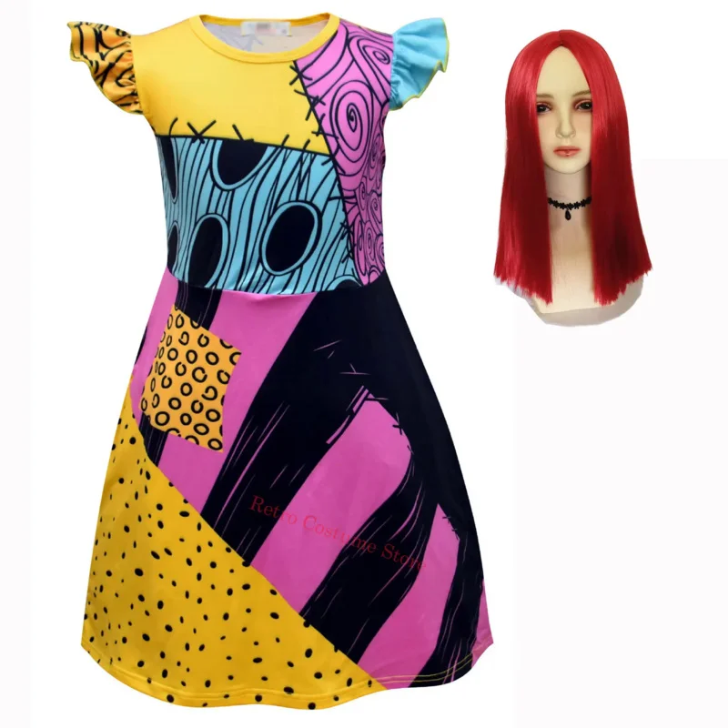 Sally Costume Per Bambine Nightmare Before Christmas Halloween Outfit Christmas Sally Face Cosplay Dress Up