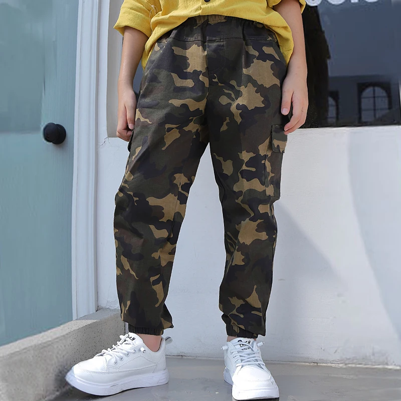 Ienens Young Boy Casual Camouflage Pants Pantaloni Sportivi Per Bambini Primavera Autunno Bottoms Abbigliamento Militare In Cotone Per Bambini 6-14 An