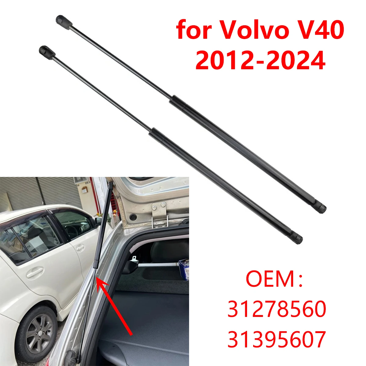 Per Volvo V40 2012-2024 31278560 Car Rear Boot Trunk Portellone Gas Strut Damper Support Shock Bar 31395607